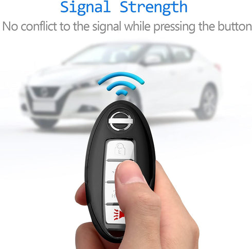 Compatible with Nissan Key Fob Cover with Leather Keychain Soft TPU 360 Degree Protection Key Case for Altima Maxima Rogue Armada Pathfinder Smart...