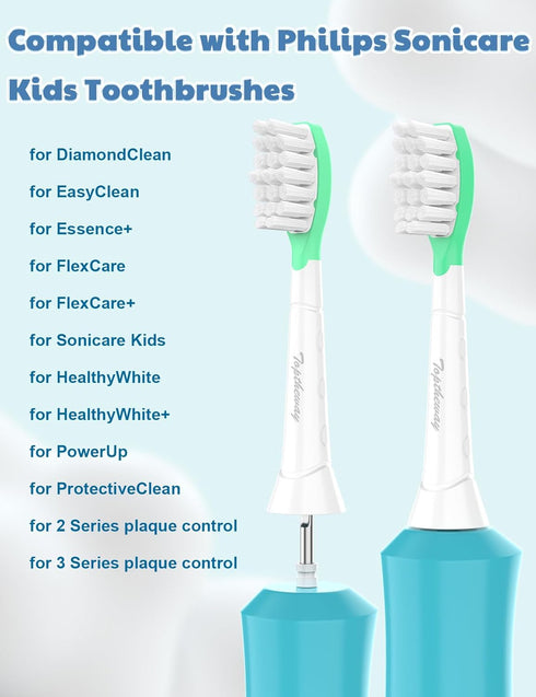 Toptheway Kids Toothbrush Heads for Philips Sonicare: Kids 7+ Standard Sonic Replacement Toothbrush Heads Compatible with Philips Sonicare, Pink G...