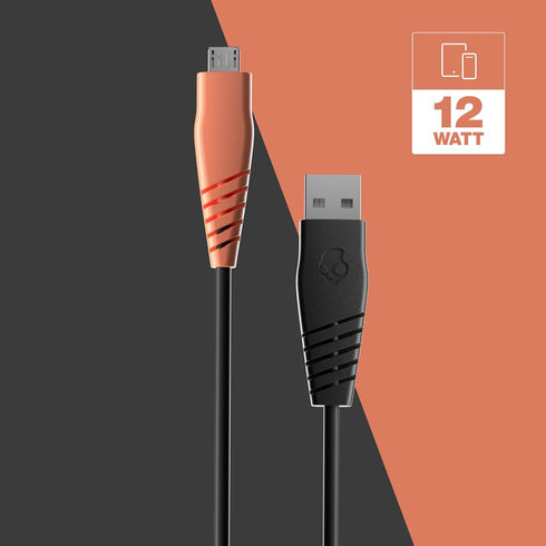 Skullcandy Line USB Charger Cable, 12W USB A to Micro USB Charger Cable for Samsung/Android Phones, Speakers, Headphones and Bluetooth Devices, 4f...