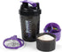 Shaker Bottle - Protein Shaker Cup with Storage Compartments - Leak-proof Workout Shake Bottles with Mixer for Smooth Mixing-500ML/16oz (PURPLE & ...