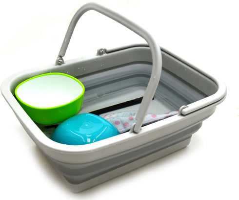 SAMMART SAMMART 9.2L (2.37Gallon) Collapsible Tub with Handle - Portable Outdoor Picnic Basket/Crater - Foldable Shopping Bag - Space Saving Stora...