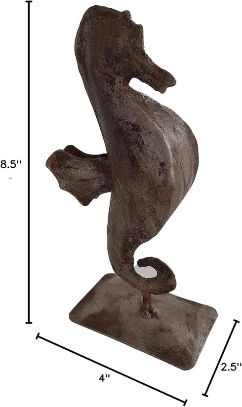DeKulture Seahorse Statue | Recycled Iron Ocean Decor | Nautical Home Accent (4x2.5x8.5 Inches)...