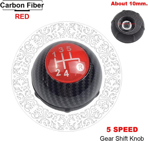 Hacreyatu 5 Speed Gear Shift Knob Sitck Head Leather Gloss Black Cap Replacement?Compatible with Fiat 500 500C 2007-2018 (5 Speed Carbon 1)...