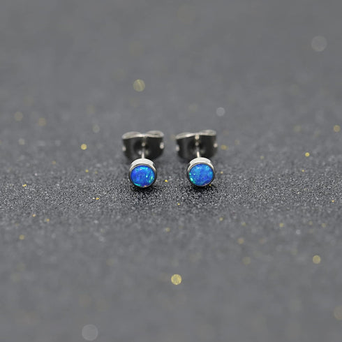 Earrings for Women, Titanium Opal Earrings Stud, Non-Nickel Girls Earrings, Hypoallergenic Earrings 3mm 4mm 5mm 7mm Round Birthstone Earring Studs...
