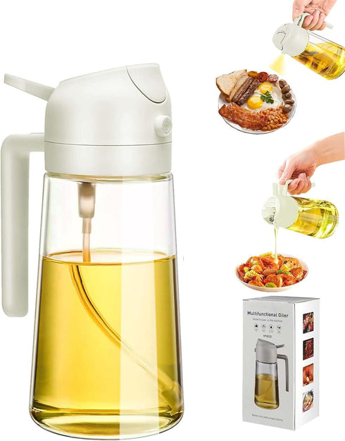 Oil Dispenser Sprayer Bottle for Kitchen, 2 In 1 Olive Oil Dispenser Bottle for Cooking, 16oz/470ml Glass Oil Bottle, Oil Sprayer for Cooking, Kit...