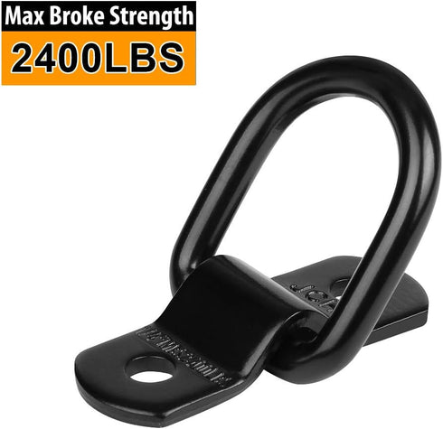 D Rings Tie Down Anchors Hooks for Trailer Truck Bed Bracket Enclosed Points Pickup Camper Surface Mount D-Ring Heavy Duty 1/4" 2400 Pound Capacit...