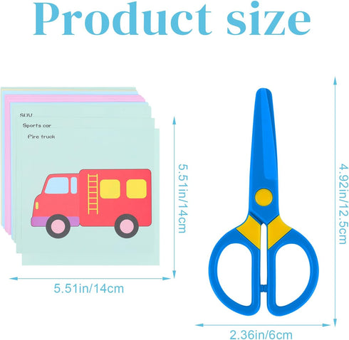 Kids Safety Scissors, Toddler Plastic Training Scissors, Children Preschool Craft Scissors?3 Pack?with 60 Colorful Paper Cutting...