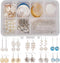 SUNNYCLUE 1 Box DIY 10 Pairs Natural White Sea Shell Drop Dangle Earrings Making Starter Kit Round Seashell Charm Pendants Earring Hook for Art Cr...