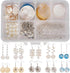 SUNNYCLUE 1 Box DIY 10 Pairs Natural White Sea Shell Drop Dangle Earrings Making Starter Kit Round Seashell Charm Pendants Earring Hook for Art Cr...