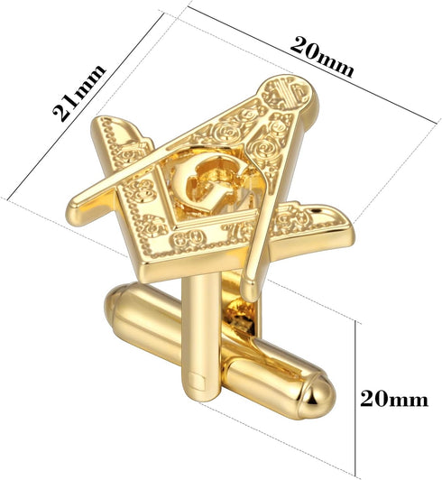 AMITER Masonic Tie Clip and Cufflinks Set, 18K Gold Mens Necktie Bar Cuff Links Personalized Gift for Freemason Husband Father Boyfriend...