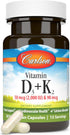 Carlson - Vitamin D3 + K2, 50 mcg (2000 IU) Vitamin D3 & 90 mcg Vitamin K2 as MK7, Bone Support, Calcium Absorption, 30 Capsules...