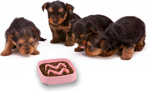 2 PACK Slow Feeder Dog Bowls Small Breed, Pink Silicone Dog Bowl, Silicone Slow Feeder Dog Bowls to Slow Down Pets' Eating Speed for Medium Small ...
