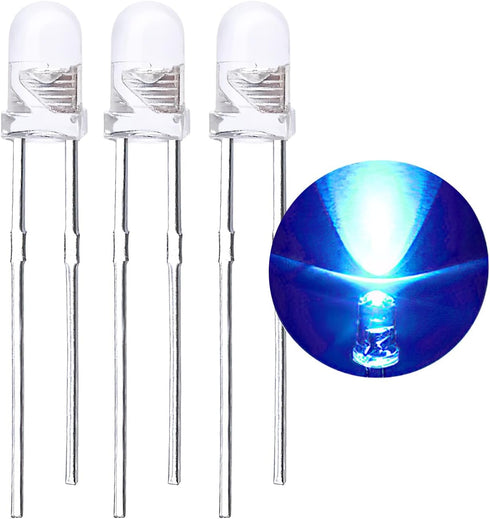 LED Light Emitting diode 3mm high Brightness LED Clear LED Light Emitting Diodes Bulb LED Lamp, 3 mm Round Head Band Edge(Transparent Blue Light 1...
