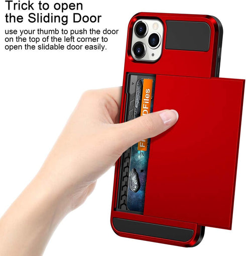 Vofolen Case for iPhone 11 Pro Max Case Wallet Credit Card Holder Slot Sliding Door Hidden Pocket Dual Layer Hybrid Bumper Armor Protective Hard S...