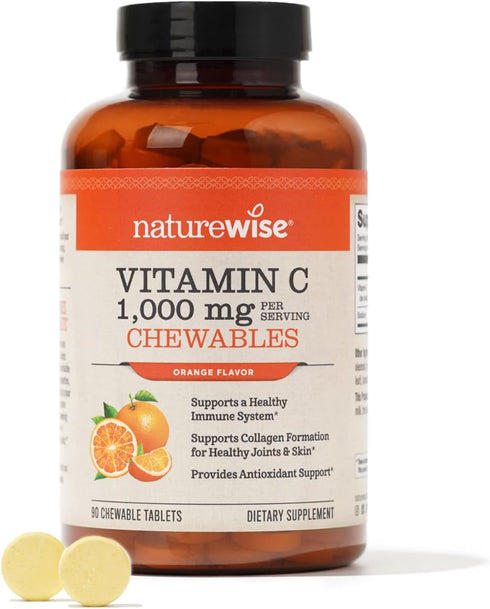NatureWise Vitamin C 1000mg Chewable Tablet Supplement - Support for Healthy Immune System & Collagen Synthesis - Vegan, Non-GMO, Gluten Free Oran...