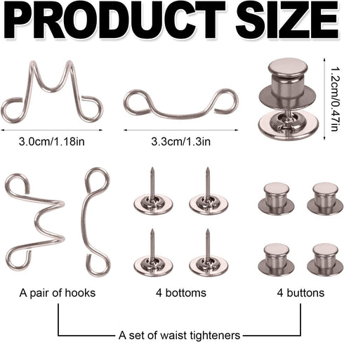 4pcs Pants Waist Tighteners, No Sewing Removable Jeans Button Tightener Waist Button Pin Required Jean Button Tightener Waist Button Tightener for...