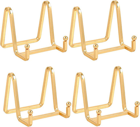 Plate Holder Easel Display Stand - 3 inch Metal Plate Stands for Display - Tabletop Picture Stand - Gold Iron Easels for Display Pictures | Photo ...