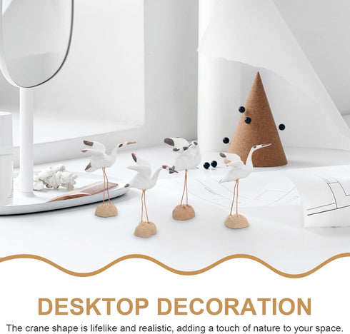 UKCOCO 4pcs Miniature Crane Statue Mini Ceramic Bird Figurine Fairy Garden Sculpture for Plant Pots Bonsai Micro Landscape Decoration...