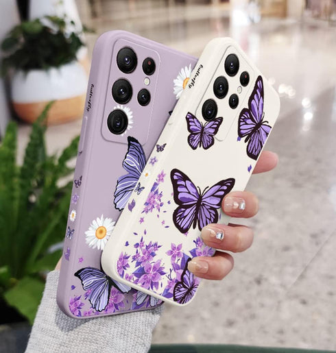 Galaxy Note 20 Ultra Case for Women Girls Cute Butterfly Camera Lens Protector Soft TPU Bumper Silicone Shockproof Protective Cover Phone Case for...