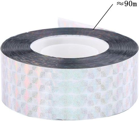 90M Bird Deterrent Tape, Holographic Ribbon, Reflective Tapes, Bird Scare Tape Garden Ribbon, Ideal for Gardens, Orchards, Lawns, Ponds...