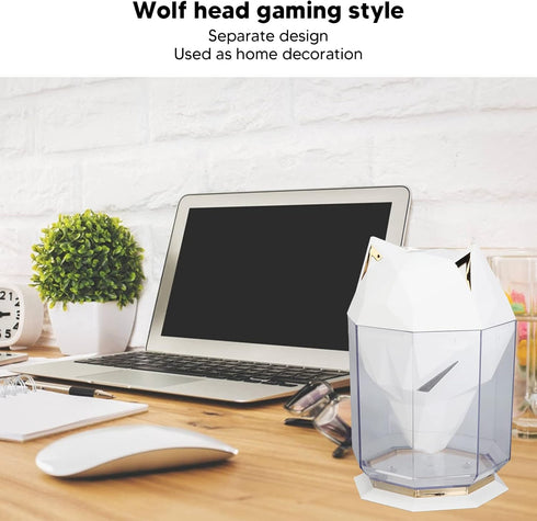 Wolf - Head Aesthetic Air Humidifier – Durable ABS, Dust Dispersion, Decorative Design for Home and Gamers(black)...