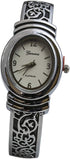 Geneva Womens Oxidized Scroll Design Hinged Fashion Cuff Watch White Dial W9132...