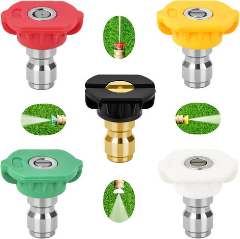 Pressure Washer Nozzle Tips, 4500 PSI Power Washer Tips Set, 4.0 GPM Multiple Degrees Spray Nozzle with 1/4inch Quick Connect, Great for Car Washi...