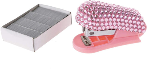 Fashion Handmade Mini Baby Pink Crystal Stapler,Exclusive Bling Stapler,Portable Rhinestone Stapler...