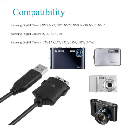 SUC-C2 USB Charging Cable Data Transfer Cord Replacement for Samsung Digital Camera NV3 NV5 NV7 I5 I6 I7 I70 NV20 L70 L73 L74 L730 L830 L83T U-CA5...