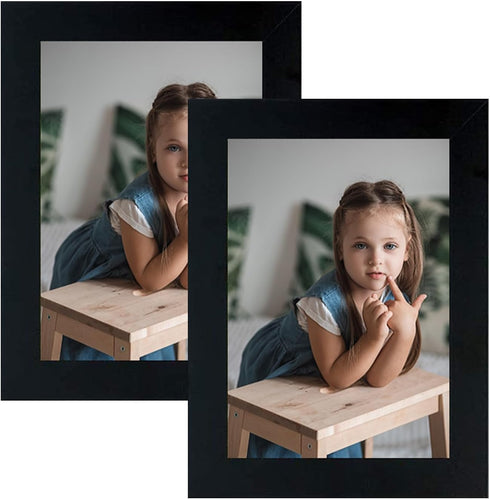 Frametory, 5x7 Black Picture Frame - Set of 2 - High Definition Real Glass - Horizontal and Vertical display for Wall and Table Mounting, Family, ...