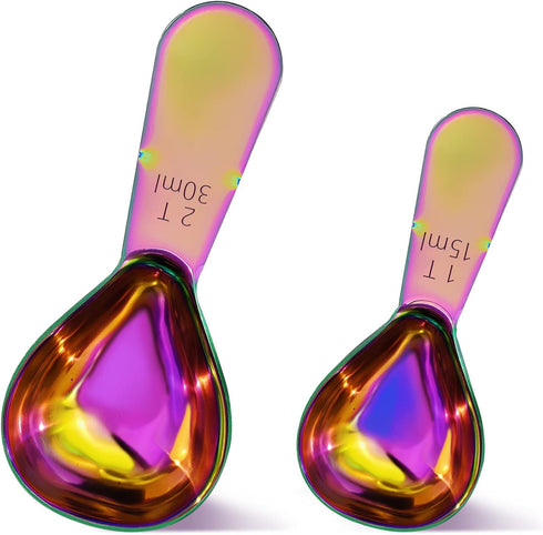 2 Pieces Stainless Steel Coffee Scoops Set(1 Tbsp,2 Tbsp)Durable Coffee Spoons with Ergonomic Handle Measuring Tablespoon for Canisters Tea Sugar ...