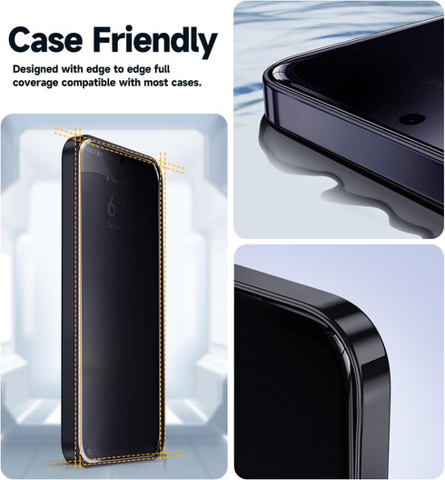 MAGIC JOHN 2 Pack for Samsung Galaxy S24 Privacy Glass Screen Protector inch, Anti-spy Tempered Glass Film, Auto Dust-Elimination Installation, Bu...