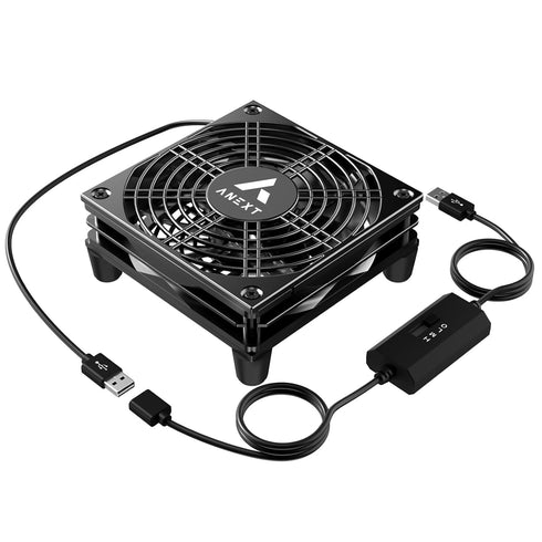 USB Router Fan, include 1000mm Extension Cable with 3-Speed Adjustable Controller, Cooling Case Fan for Receiver DVR Xbox TV Box Router 120mm x 25...