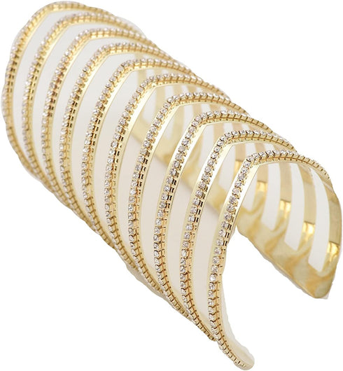 Women Fashion Jewelry Gold Metal Extra Long Cuff Bracelet Wrist Chevron Wonder Style...