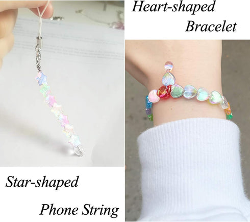Tupalizy 100PCS Mini Acrylic Beads 9mm Heart Charms and 11mm Star Beads for Jewelry Making Bracelets Necklaces Earrings Key Chains Accessories DIY...