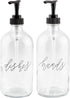 Cornucopia Brands 16oz Hands Dishes Pump Bottles (Clear, Set of 2); Pump Dispensers for Kitchen and Home...