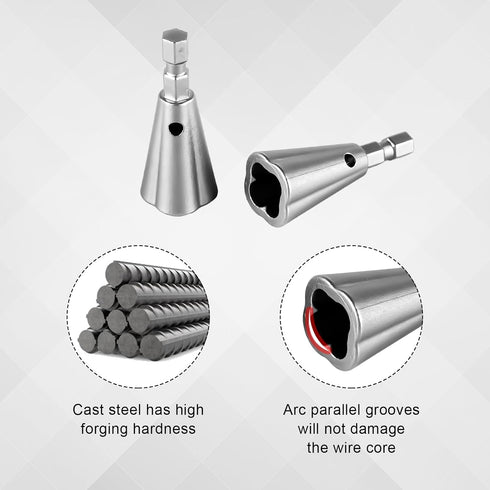 2pcs Wire Twisting Tool, Wire Stripping Tool 6mm Hex Shank Cable Wire Stripper and Twister Wire Connector Socket for Power Drill Cable Quick Strip...