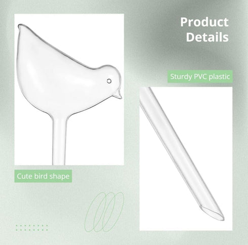 Generic Clear Bird Shaped Self Watering Bulb Stake PVC Plastic Safe Water Bulb Globe Spike Gardening Tool Indoor Outdoor Potted Plant Flower Plant...