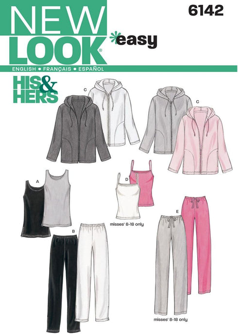 New Look Sewing Pattern 6142 Miss/Men Separates, Size A...