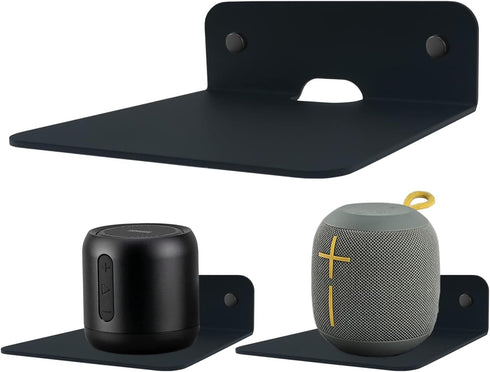 WISDING Small Floating Shelves, 4.25'' Wall Metal Speaker Mount Shelves for Bluetooth Speaker, Webcam, Cell Phones, Mesh Router, Toy Display Shelf...