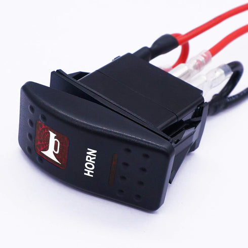 Twidec/Momentary Horn Rocker Toggle Switch SPST 5 Pin 20A 12V 24VDC ON Off Red LED Light Push Button Switch Bar Car with Jumper Wires Set A11625B-...
