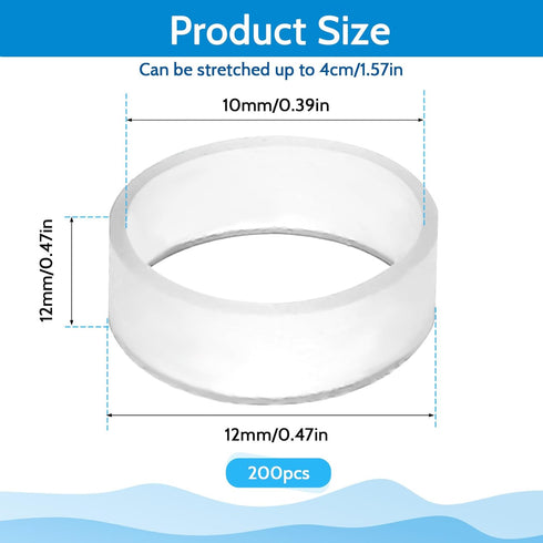 200 Pieces 0.5 Inch Small Elastic Silicone Rubber Bands Clear Strong Rubberbands Heavy Round Siliconebands for Wire Cord Cable Wrapping, Bundle...