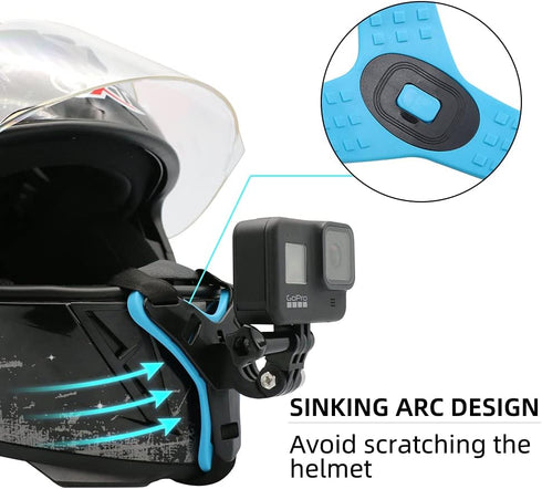SUREWO Motorcycle Helmet Chin Strap Mount for GoPro Hero 12/11/10/9/8/7/(2018)/6/5 Black,DJI Osmo Action 3/2,Insta360 ONE R,AKASO/Campark/YI and M...