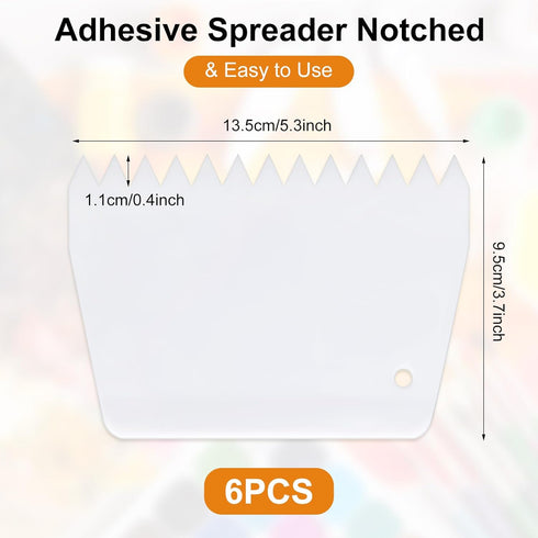 6 Pcs Flexible Glue Spreader Silicone Reusable Glue Spreader Spackle Tool 2/5 Inch Tooth Notched Trowel For Applying Glue Epoxy Resin Putty...