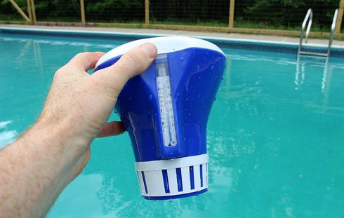 Aquatix Pro Pool Chlorine Floater Dispenser with Thermometer for 1 to 3 inch Tablets, Large & Durable Floating Dispenser for Spa, Hot Tub, In-grou...