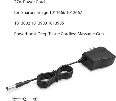 27V Power Cord for Sharper Image 1011666 1012667 1013002 1013983 1013985 Powerboost Deep Tissue Cordless Massager Gun Charger AC/DC Adapter Supply...