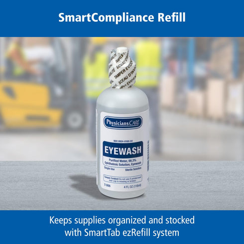 First Aid Only SmartCompliance Refill Eye Wash Solution, Sterile Isotonic Buffered Solution for Flushing & Irrigating Eyes, 4-oz Bottle...