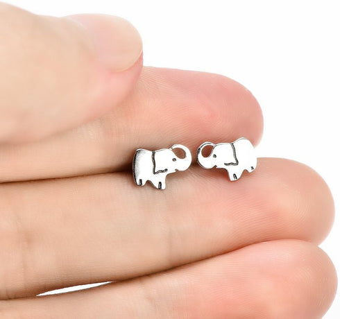 Elephant Jewelry 925 Sterling Silver Lucky Elephant Stud Earrings, Elephant Family Necklace for Women...
