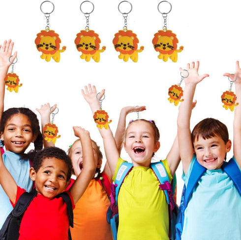 24 Pack Lion Keychains Safari Animal Keychains for Lion Themed Party Favors, Jungle Safari Party Favors, Birthday Party Bag Fillers, School Carniv...