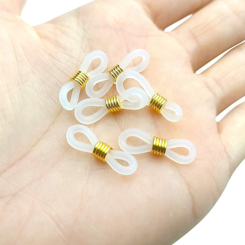 TTSAM 40 Pieces Eyeglass Chain Ends Adjustable Rubber Spectacle End Connectors for Eye Glasses Holder Necklace Chain (White and Gold)...